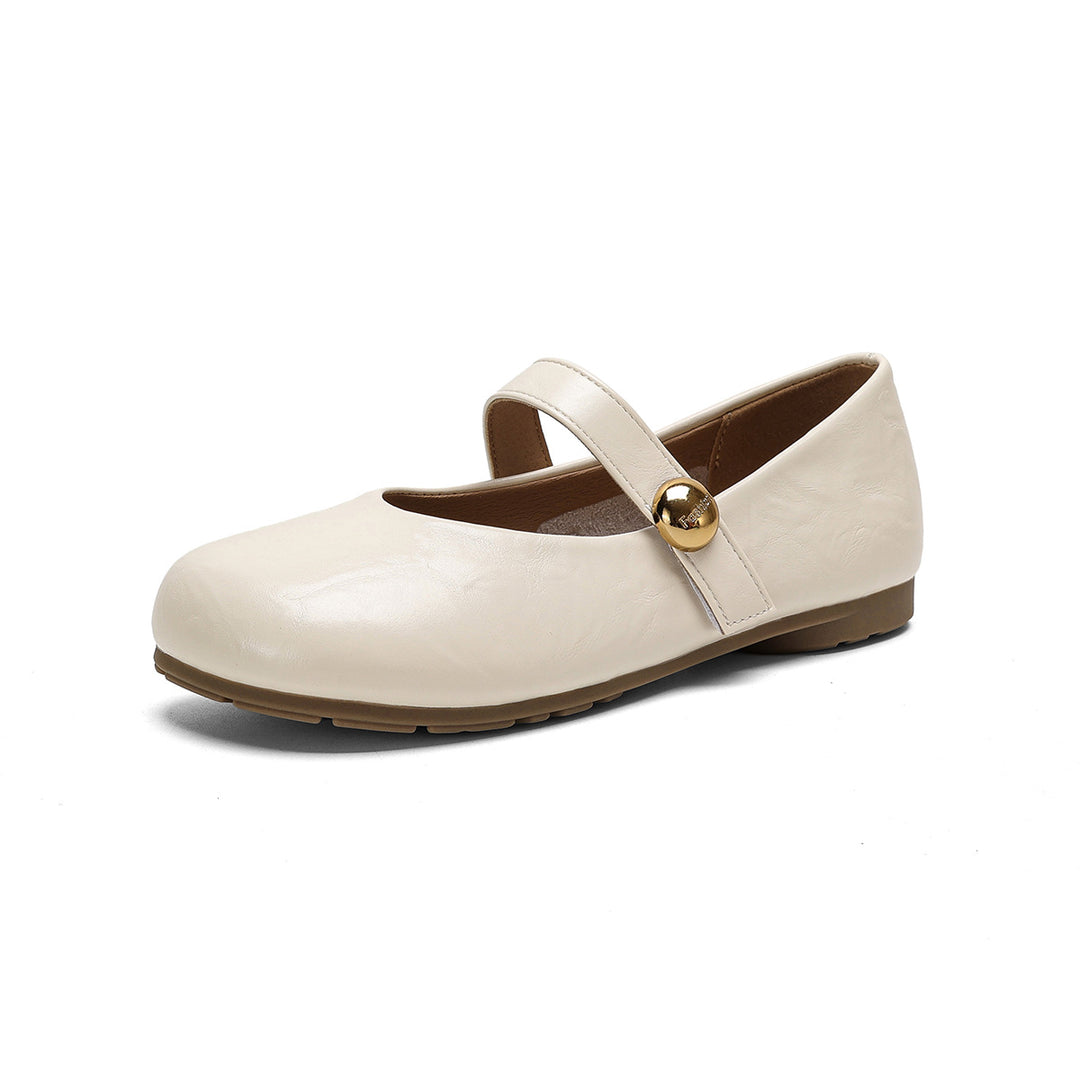 Damen Ballerinas mit elegantem Riemen und modischem Knopfdetail EB