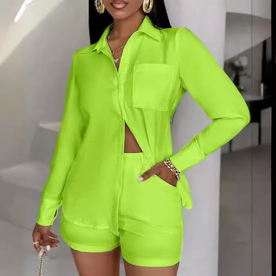Damen Kurzarmbluse und Shorts Set EB