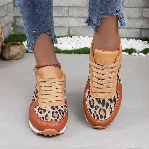 Damen Sportliche Sneaker mit animalistischem Muster und dämpfender Sohle EB