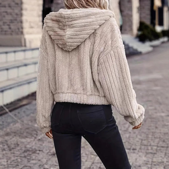 Damen weiche und stilvolle Fleecejacke mit hohem Kragen EB