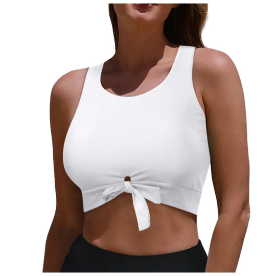 Damen Sportlicher Crop-Top mit Schlaufenbindung EB