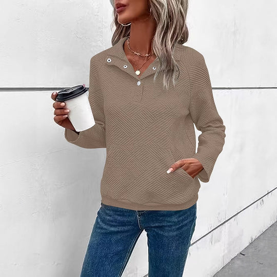 Damen Pullover mit strukturiertem Design und zwei praktischen Taschen EB