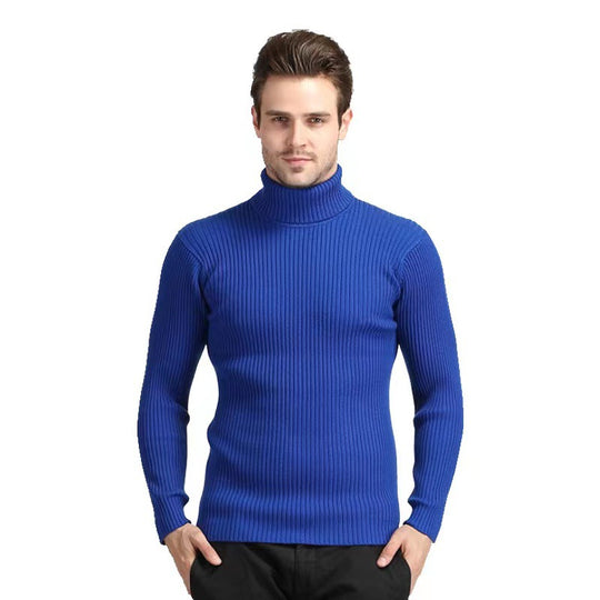 Herren nan Rippstrick Rollkragenpullover figurnaher elastischer Feinstrick EB