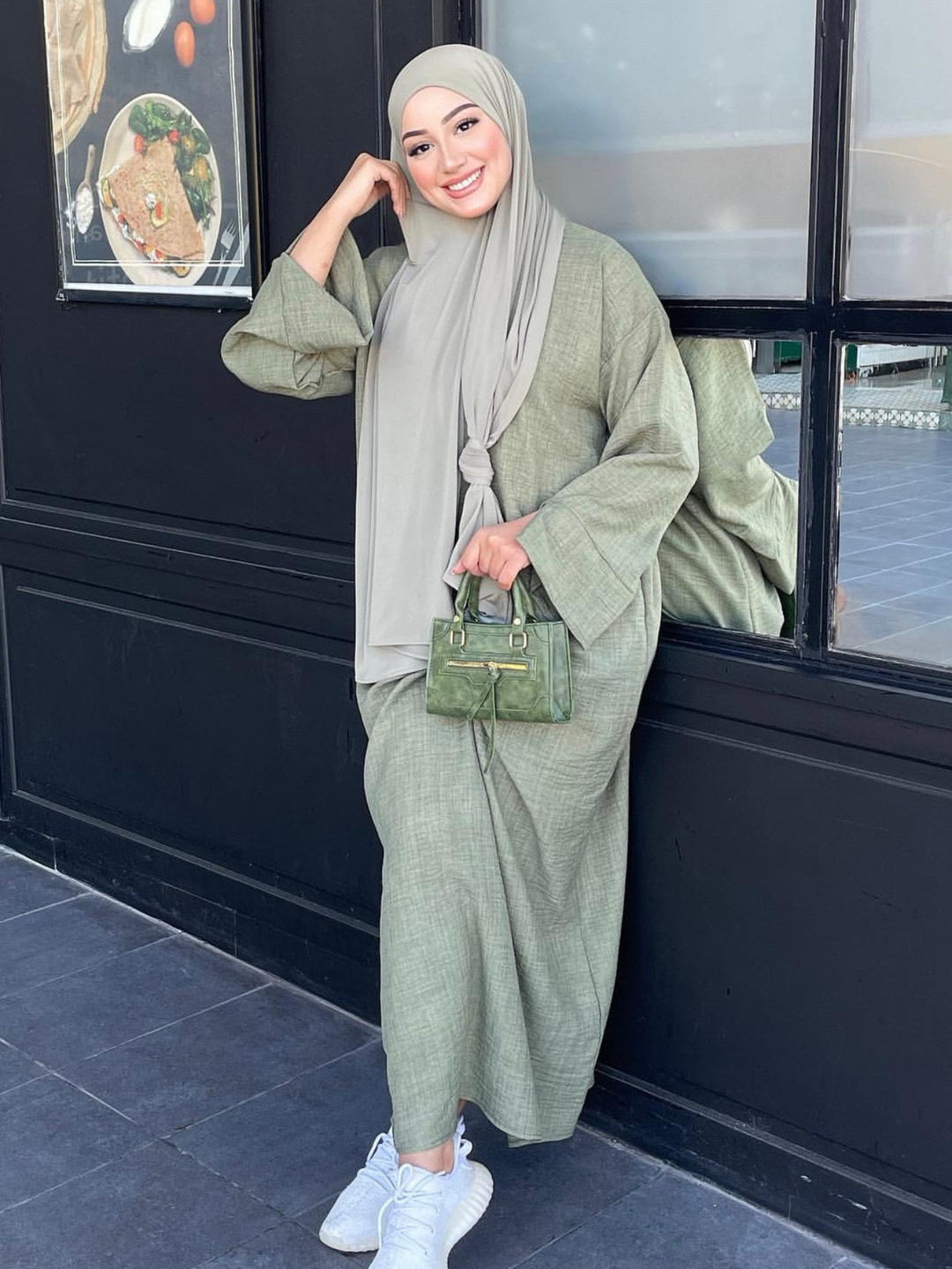 Damen Modisches Kaftankleid mit weitem Schnitt und eleganten Ärmeln EB