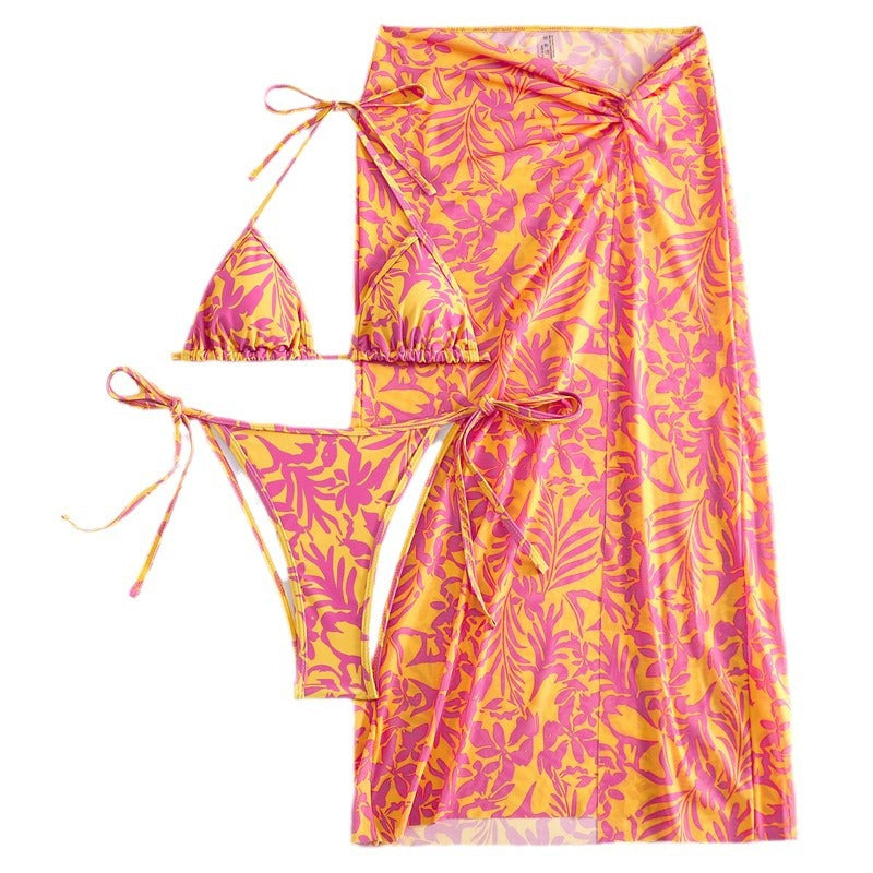 Damen Bikini mit floralem Muster und eleganter Strandumhüllung EB
