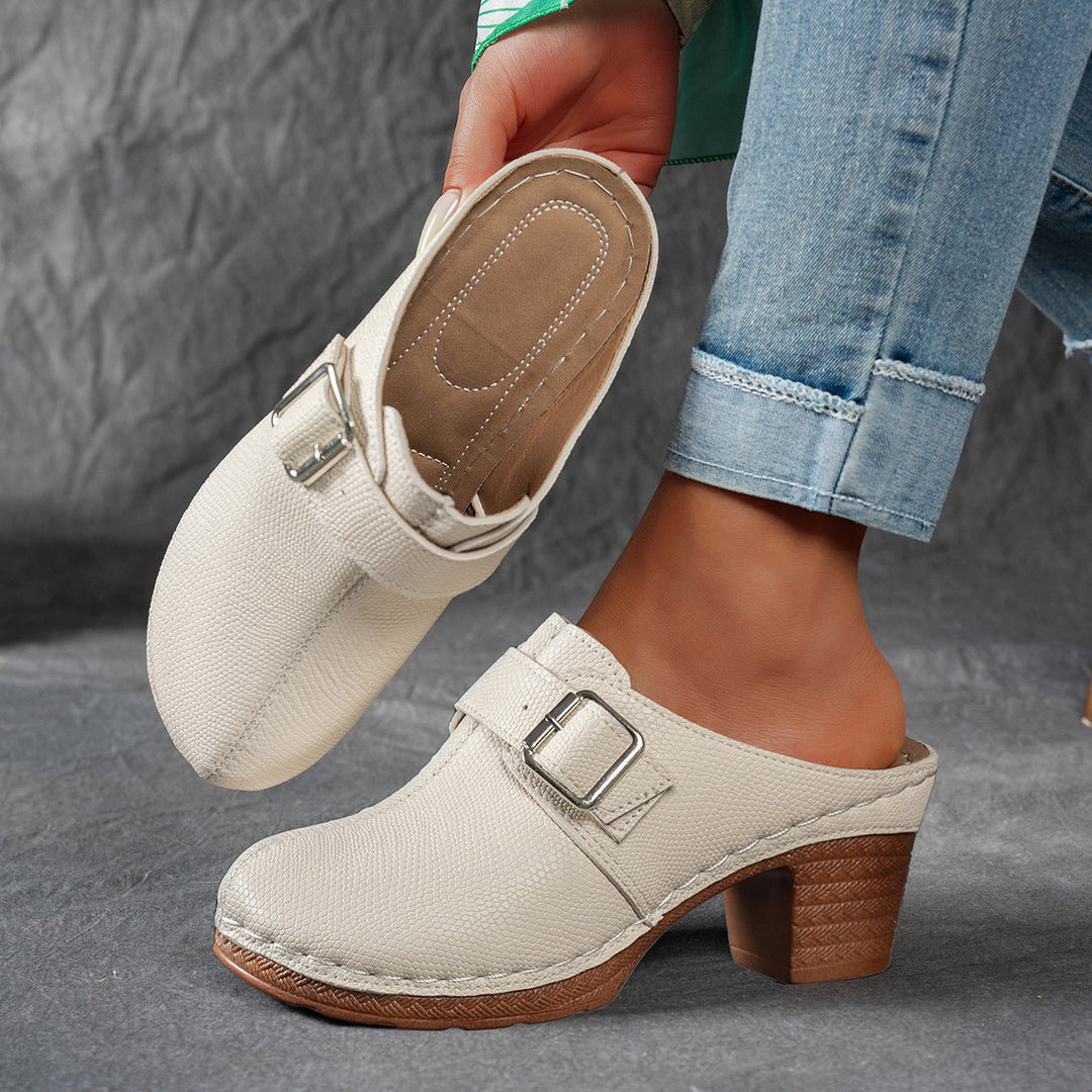 Damen Komfortable Clogs mit dekorativem Schnallenverschluss EB