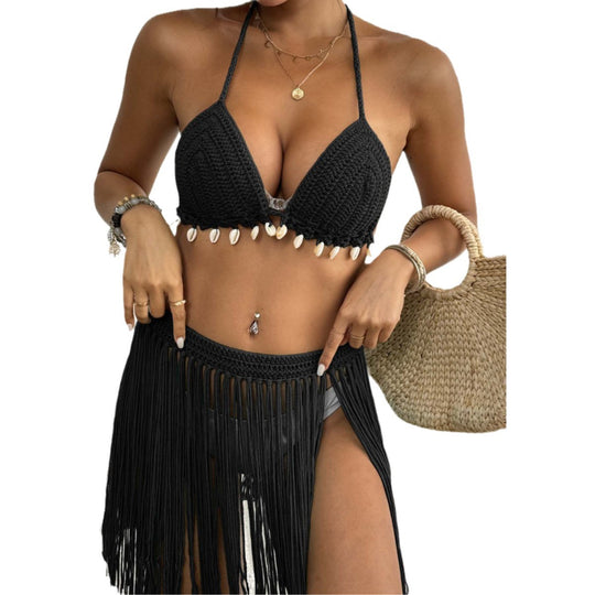 Damen Häkel-Bikini-Set mit Fransen EB
