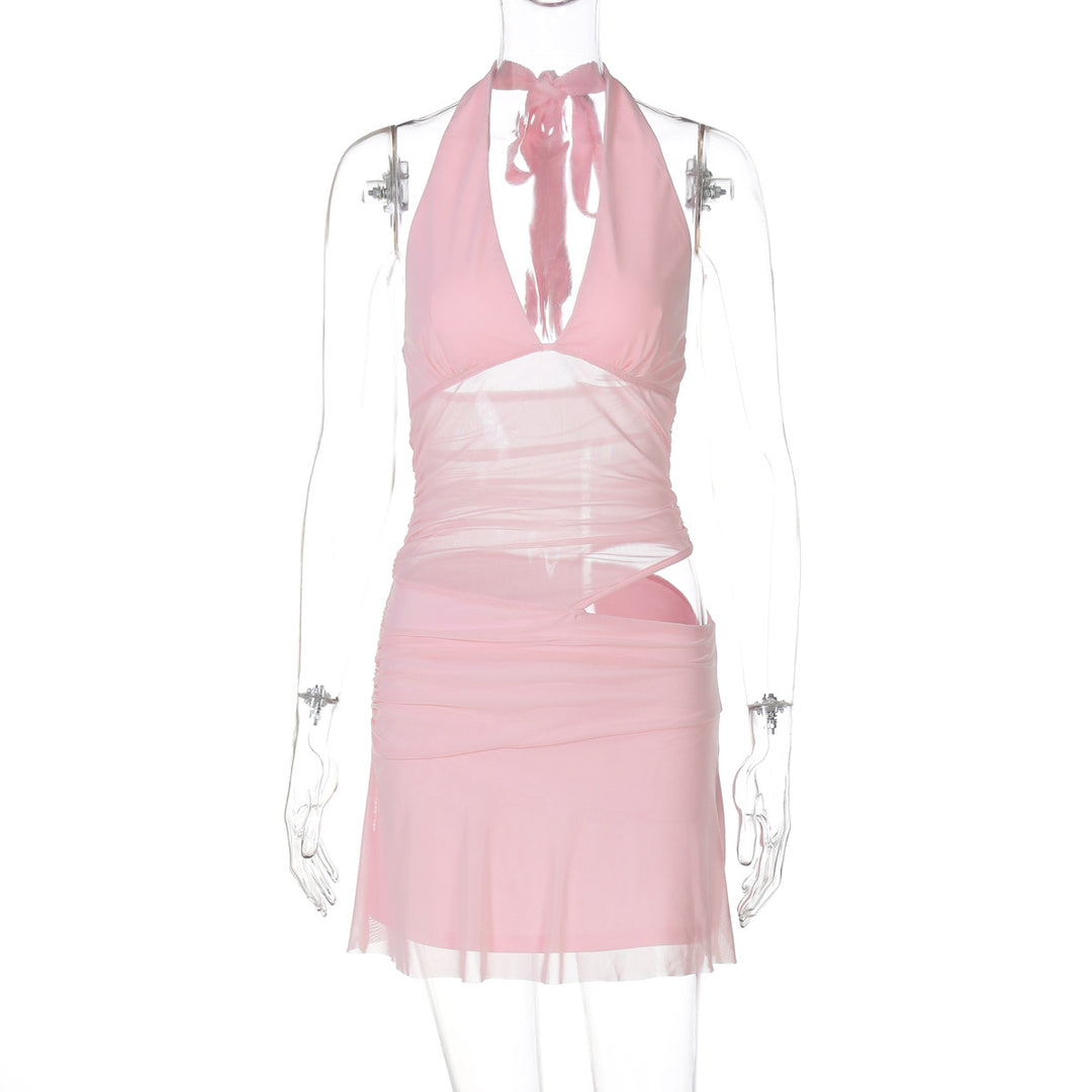 Damen Verspieltes Wickelkleid mit Neckholder-Design und Raffung EB