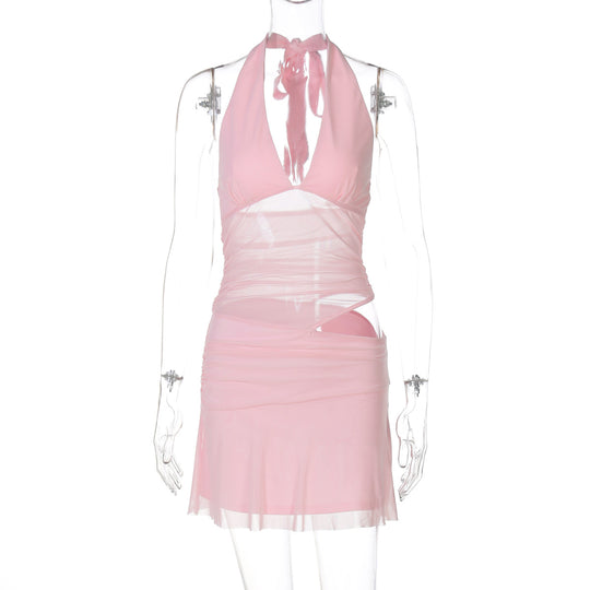 Damen Verspieltes Wickelkleid mit Neckholder-Design und Raffung EB