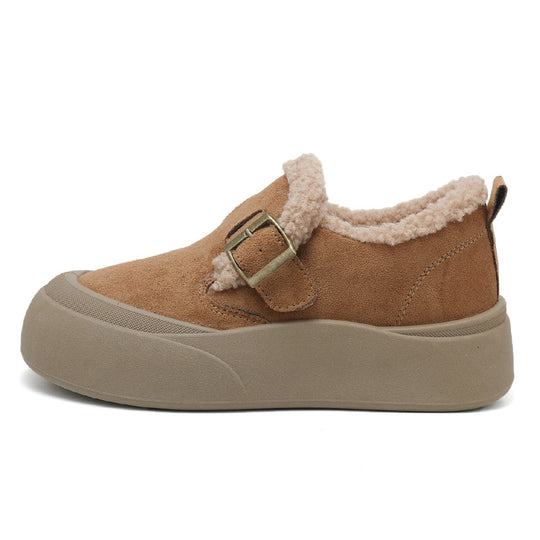 Damen Flauschige Slipper mit praktischer Schnalle EB