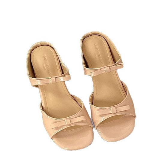 Damen elegante Slingback-Sandalen mit zierlichem Schleifenakzent EB