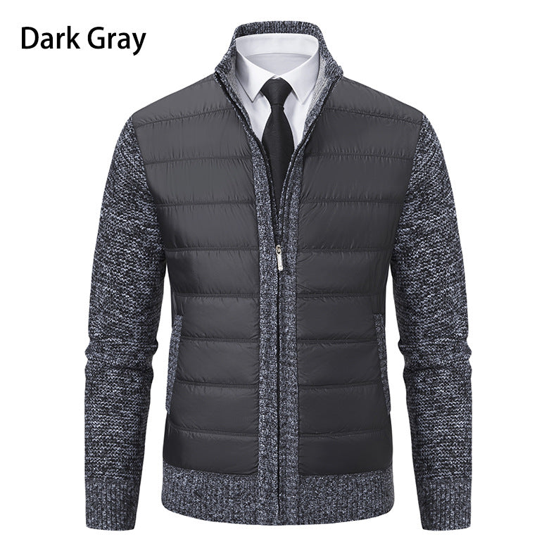 Herren nan gesteppte Hybrid-Strickjacke mit Stehkragen Reißverschluss und Eingrifftaschen EB