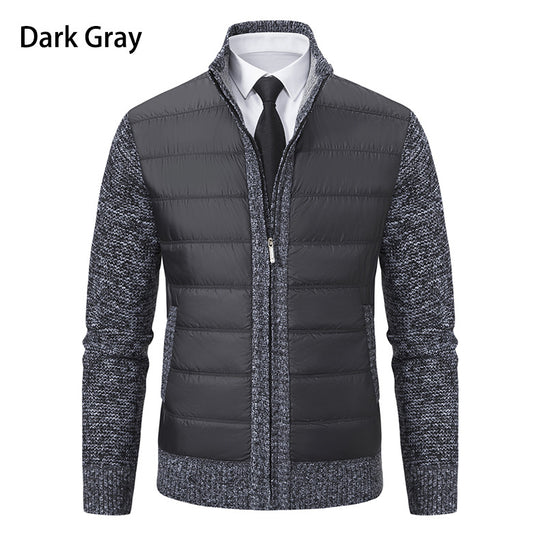 Herren nan gesteppte Hybrid-Strickjacke mit Stehkragen Reißverschluss und Eingrifftaschen EB