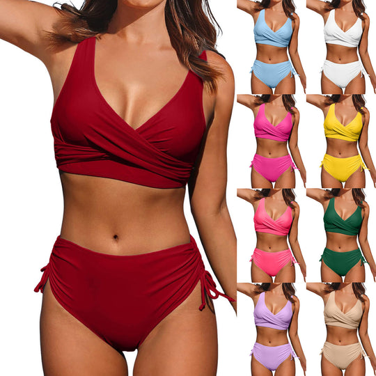 Damen Hochwertiges Wickel-Bikini-Set mit regulierbarem Höschen EB