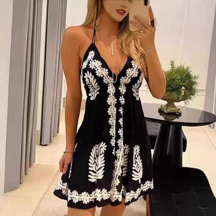 Damen verspieltes Sommerkleid mit elegante Stickereien EB