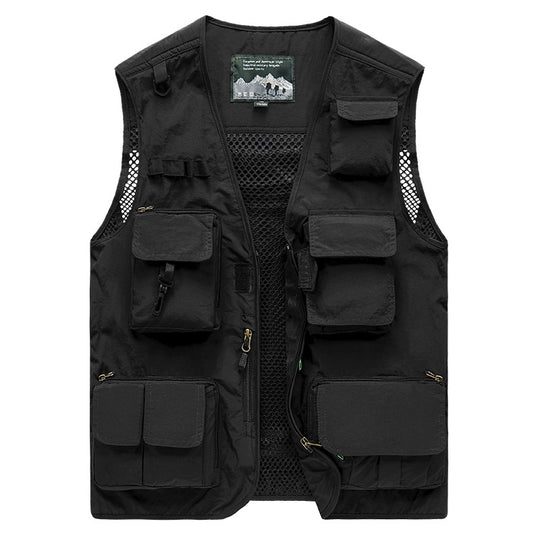 Herren Multifunktionale Angel- und Outdoorweste mit Mesh-Rücken und Mehrfachtaschen EB