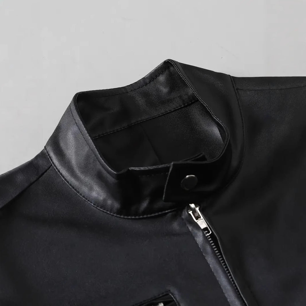 Herren elegante Kunstlederjacke mit modernem Design EB