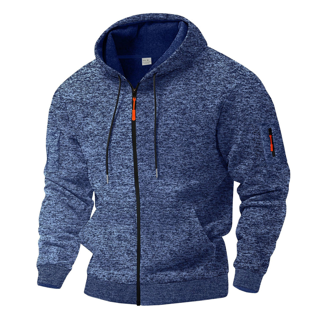 Herren sportlicher Kapuzenpullover mit atmungsaktiver Struktur und farblich abgesetzten Reißverschluss-Details EB