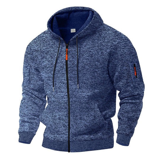 Herren sportlicher Kapuzenpullover mit atmungsaktiver Struktur und farblich abgesetzten Reißverschluss-Details EB