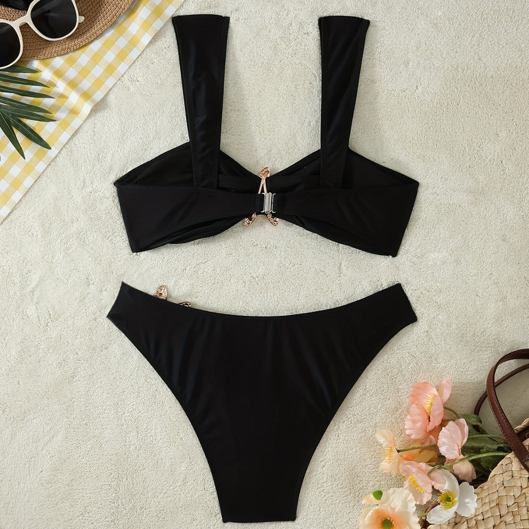 Damen Elegantes Bikini-Set mit glamourösen Sternenapplikationen EB