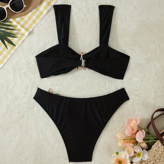 Damen Elegantes Bikini-Set mit glamourösen Sternenapplikationen EB