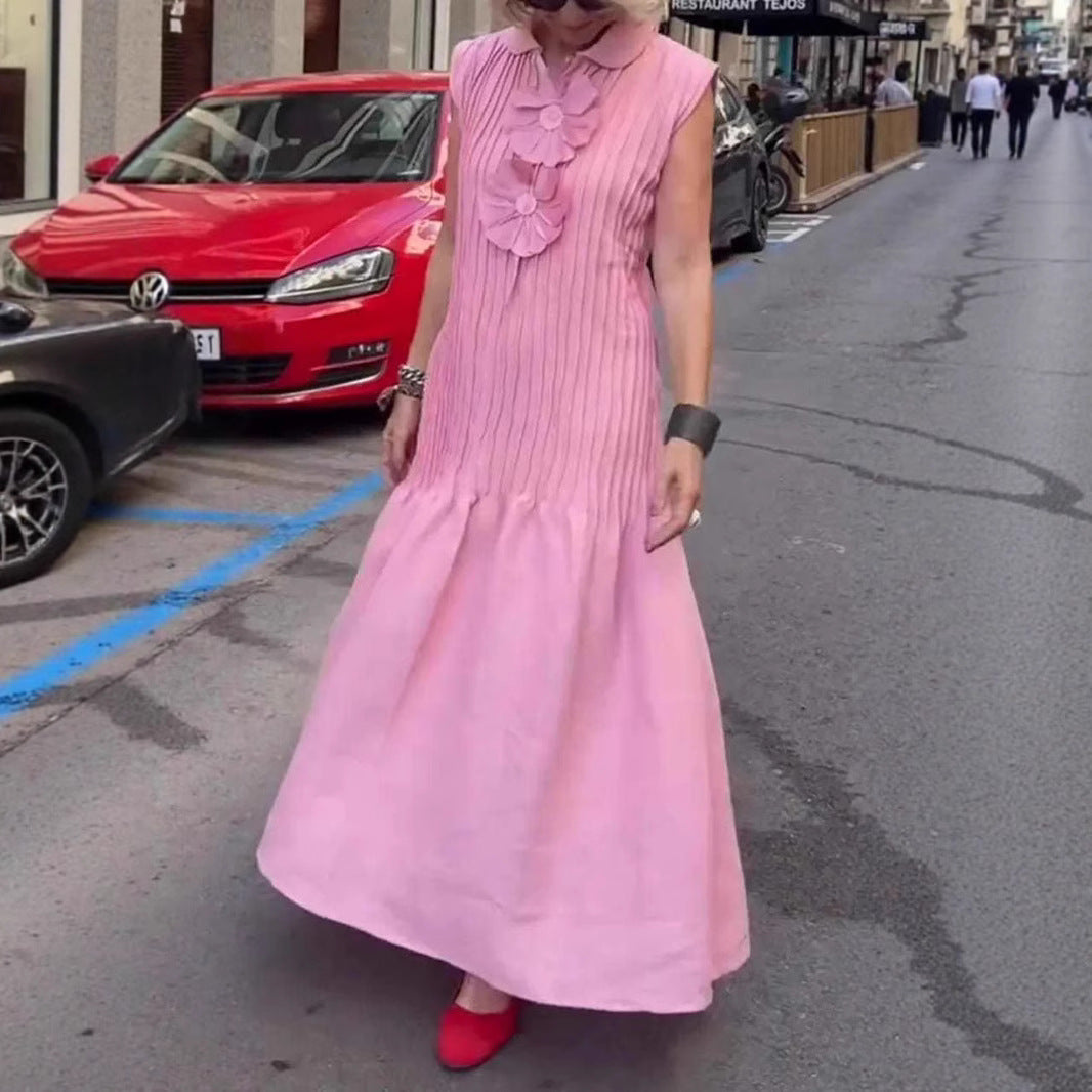 Damen Polo-Maxi-Kleid mit lässigem Schnitt und strukturierter Textur EB