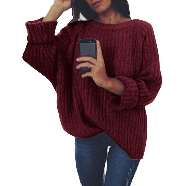 Damen Oversized Strickpullover mit strukturiertem Rippenmuster und lässigem Schnitt EB