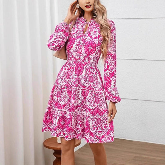 Damen Freizeitkleid mit Rüschendetails und floralem Muster EB