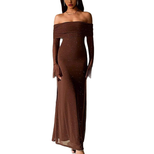 Damen Elegantes, schulterfreies Abendkleid mit glitzerndem Paillettenbesatz und figurbetonter Silhouette EB