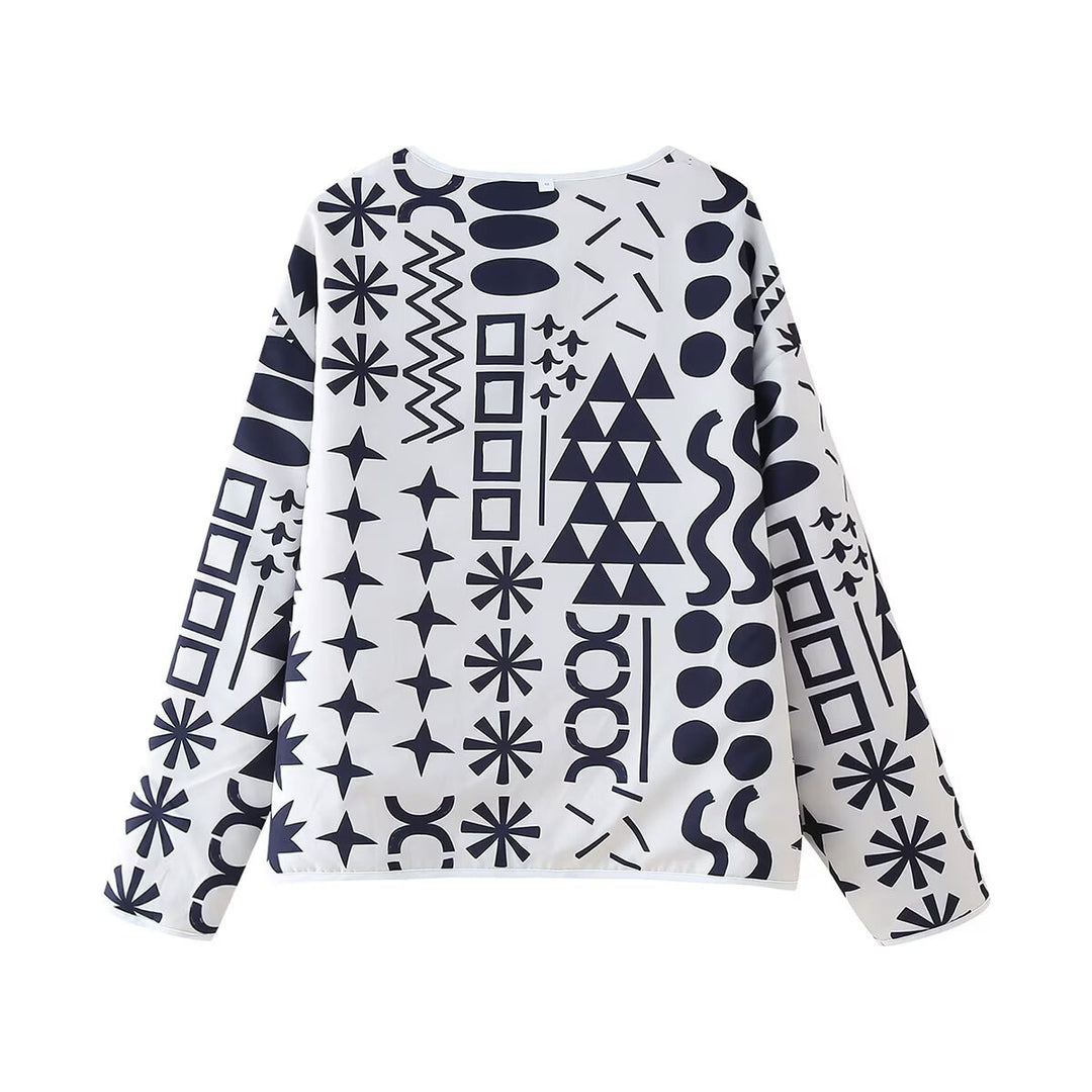 Damen Sportjacke mit modernem geometrischem Muster und leichtem Material EB