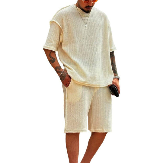 Herren lässiges Oversized-Strickshirt mit luftiger Webstruktur EB