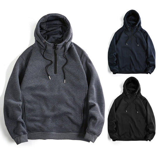 Damen Modischer Kapuzenpullover mit halbem Reißverschluss und weichem Innenfutter EB