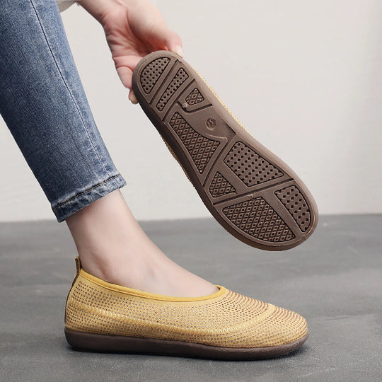 Damen bequeme Slip-On Schuhe mit atmungsaktivem Gewebe EB