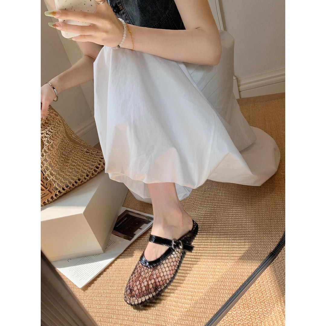 Damen Slingback-Ballerinas aus atmungsaktivem Netzmaterial mit eleganten Riemen EB