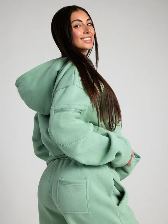 Damen nan Kapuzensweatshirt mit integrierter Schlafblende und weichem Fleece-Innenfutter EB