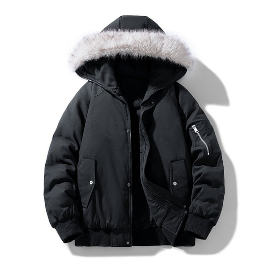 Herren gesteppte Winterparka mit abnehmbarer Kunstfellkapuze und winddichter Wattierung EB