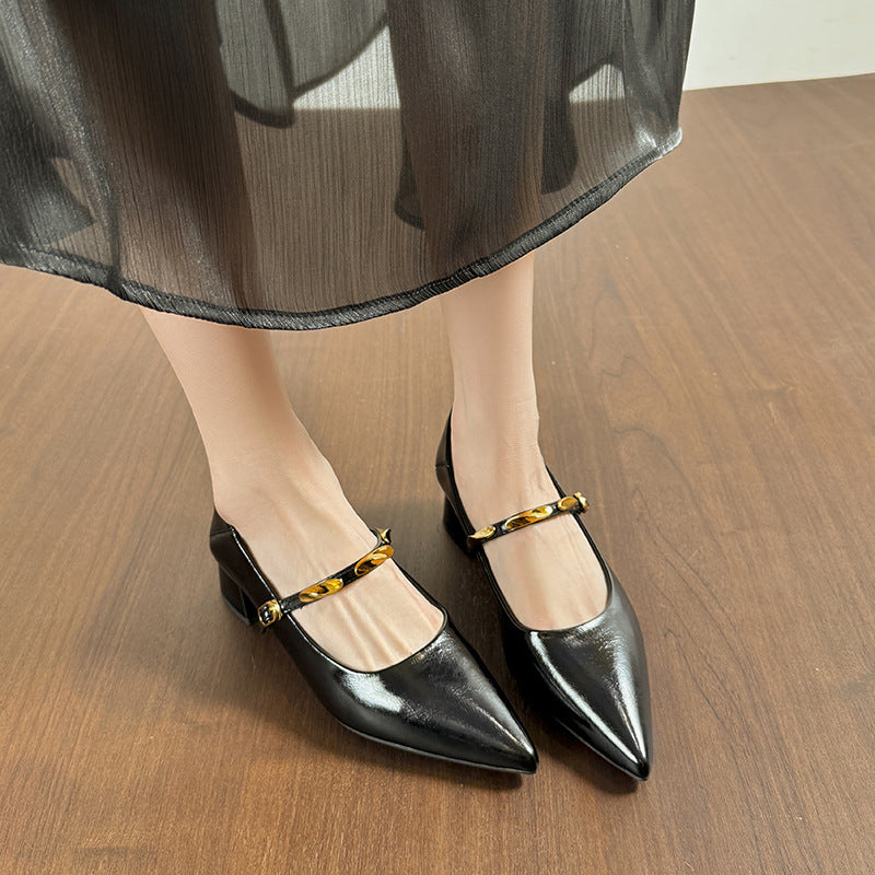 Damen Elegante Pumps mit modischem Riemen und komfortablem Blockabsatz EB