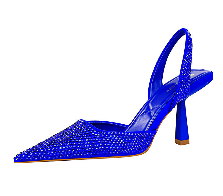 Damen Elegante Slingback-Pumps mit funkelnden Strassdetails und geschwungenem Absatz EB