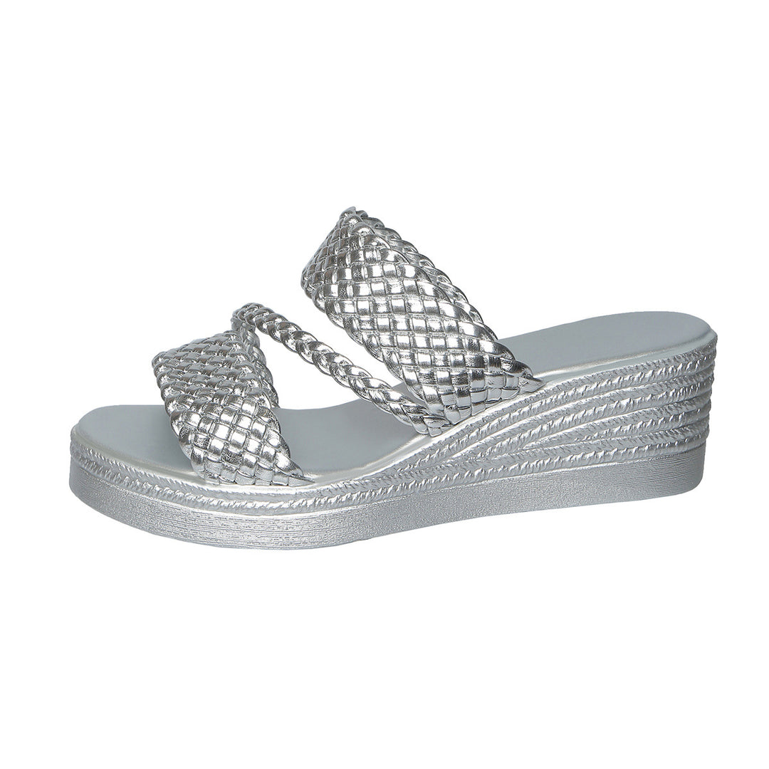 Damen Wedge-Pantoletten mit geflochtenen Riemen und ergonomischer Fußbettgestaltung EB