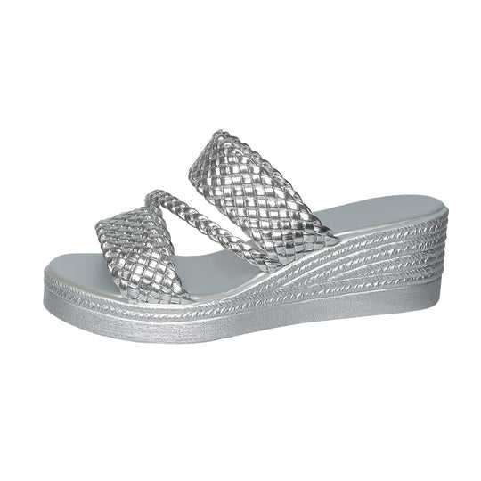 Damen Wedge-Pantoletten mit geflochtenen Riemen und ergonomischer Fußbettgestaltung EB