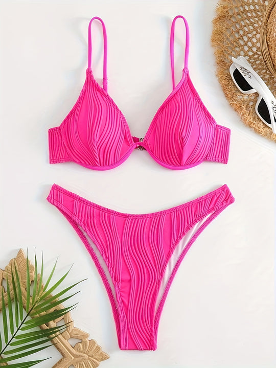 Damen Bikiniset mit elegantem Faltenmuster EB