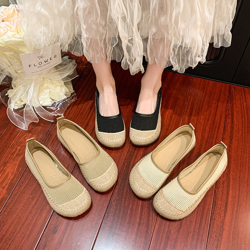 Damen Atmungsaktive Sommer-Ballerinas mit elastischer Sohle EB