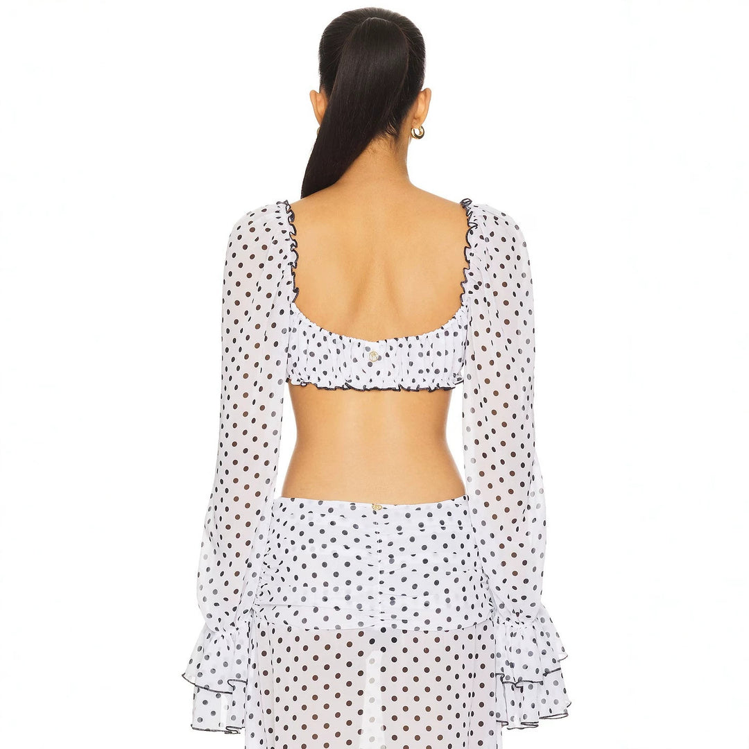 Damen sexy Transparenter Strandanzug mit Rüschen und Puffärmeln EB