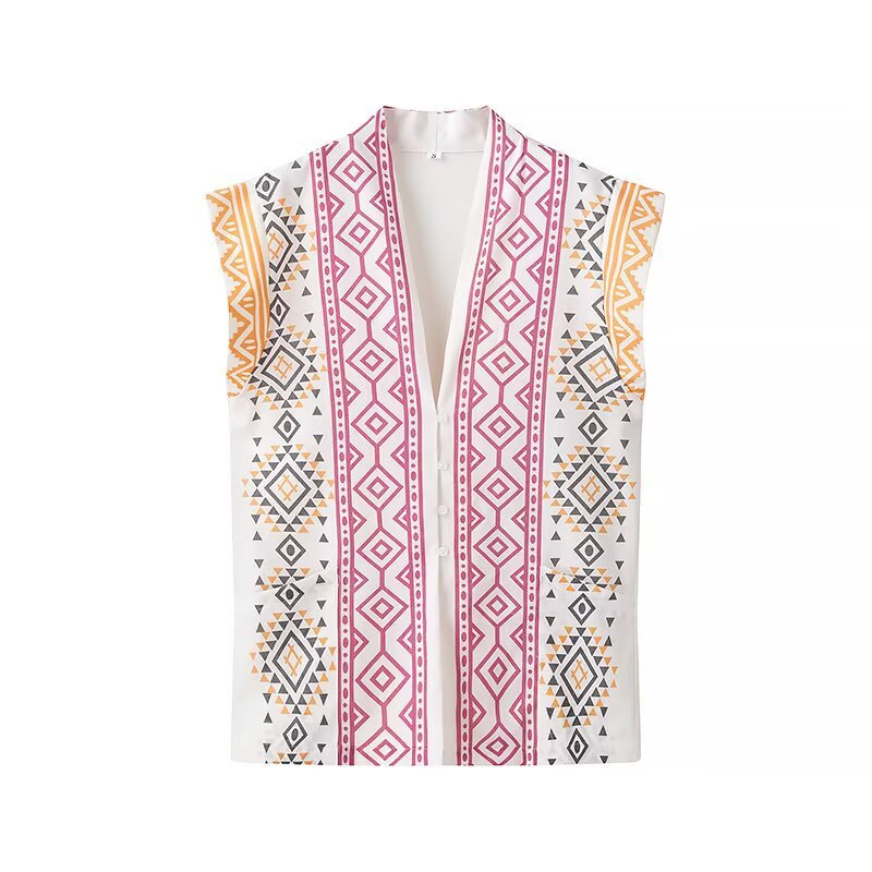 Damen modisches Hemdblusentop mit aufregendem geometrischem Print EB