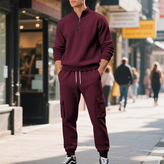 Herren nan kuschelige Cargostil-Jogginghose aus Fleece mit Kordelzug und Aufsatztaschen EB