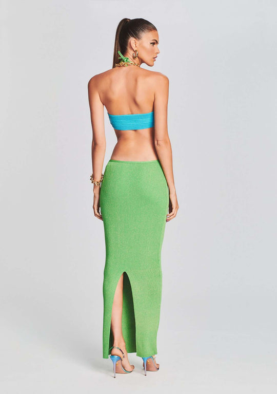 Damen Maxikleid mit kreativem Cut-Out-Design und schulterfreiem Oberteil EB