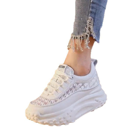 Damen Modische Chunky Sneakers mit luftiger Mesh-Oberfläche und verstärktem Fersenbereich EB