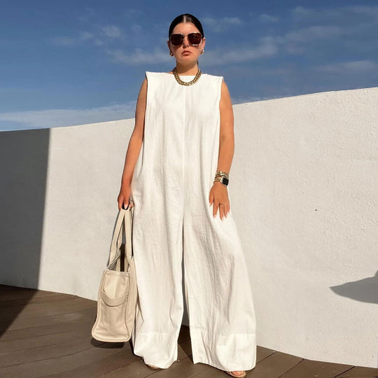 Damen Weit geschnittener Jumpsuit mit Kapuze und tiefer Taille EB