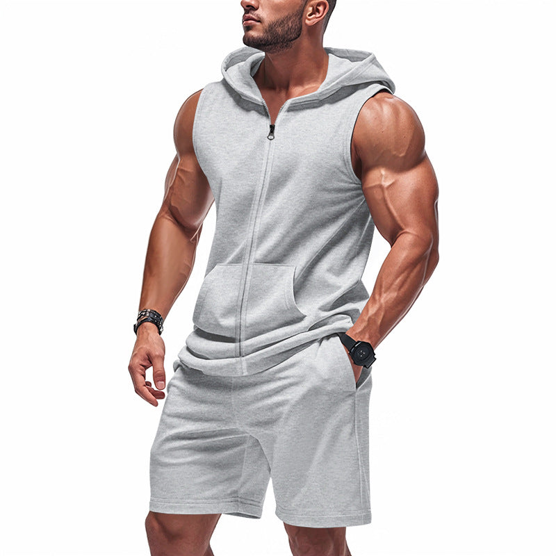 Herren Sportliches Kapuzenset mit kurzer Hose und praktischen Taschen EB