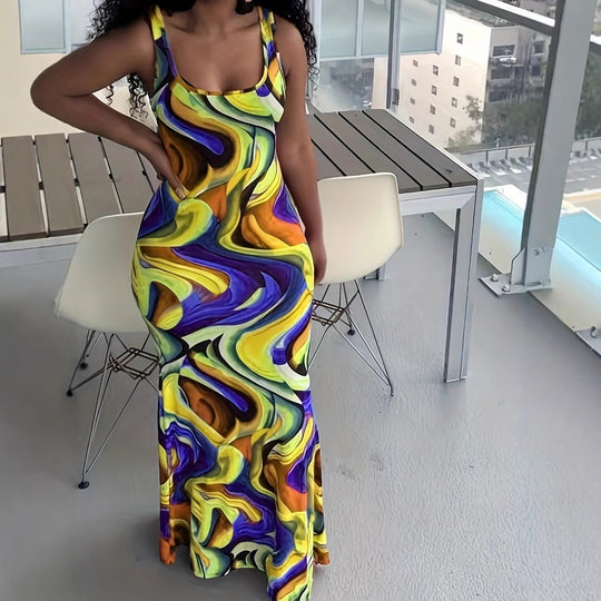 Damen Maxikleid mit exklusivem Farbverlauf und figurumspielendem Schnitt EB